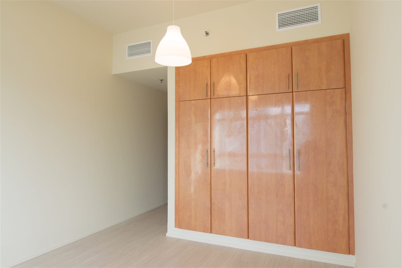 Built-in veneer wardrobe in the bedroom
