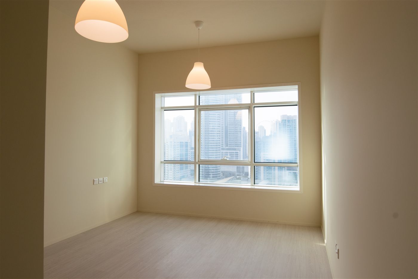 Bedroom window with city views