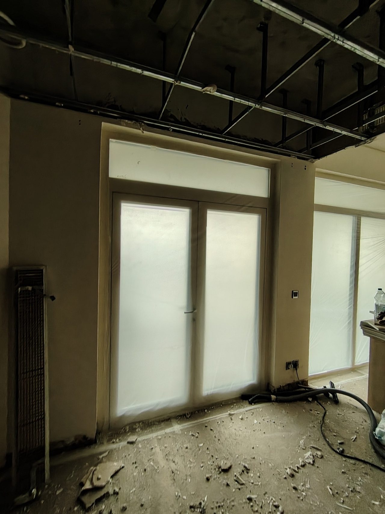 Floor and window protection before demolition