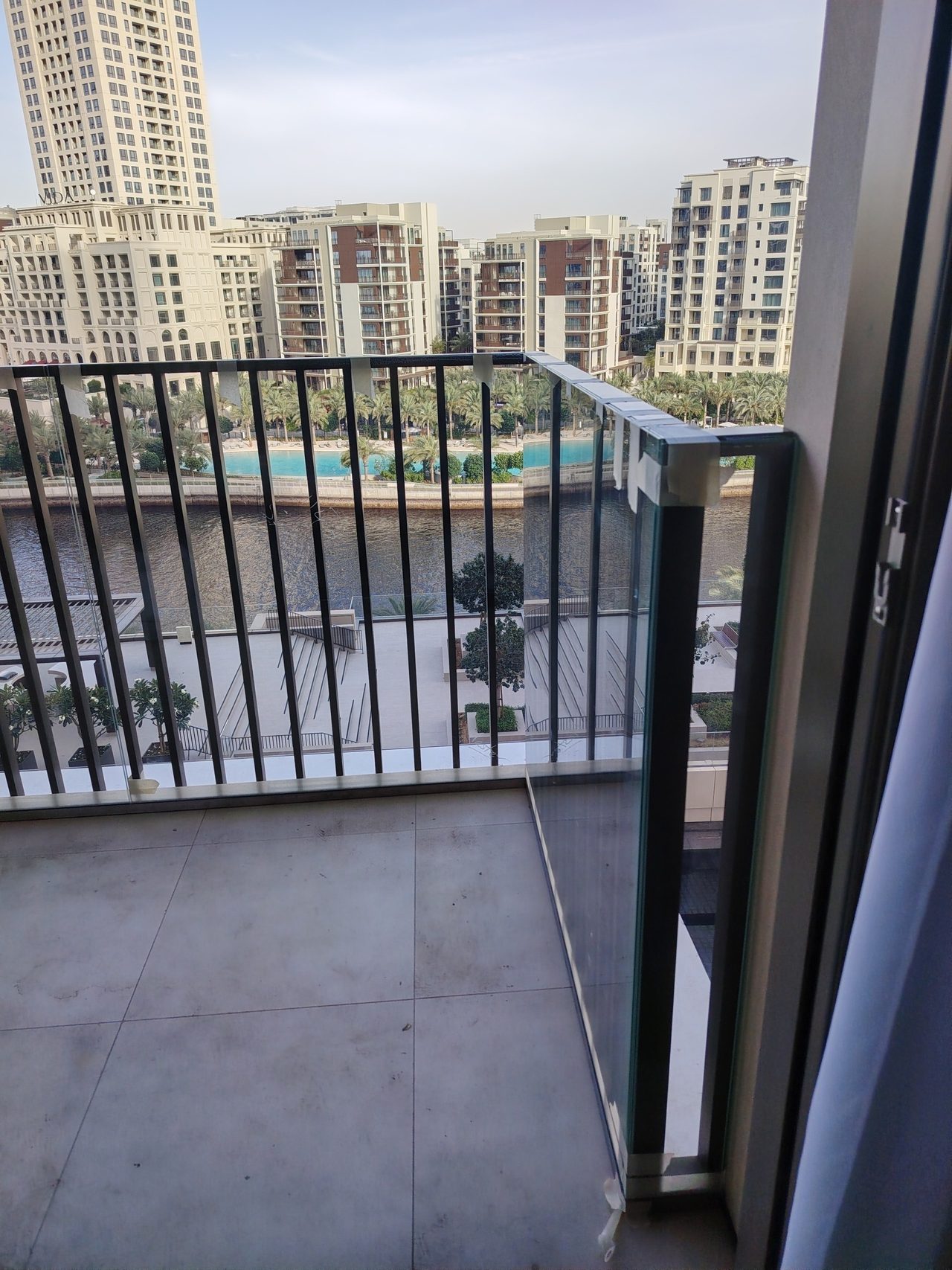 View from the balcony after the installation of protective triplex glazing