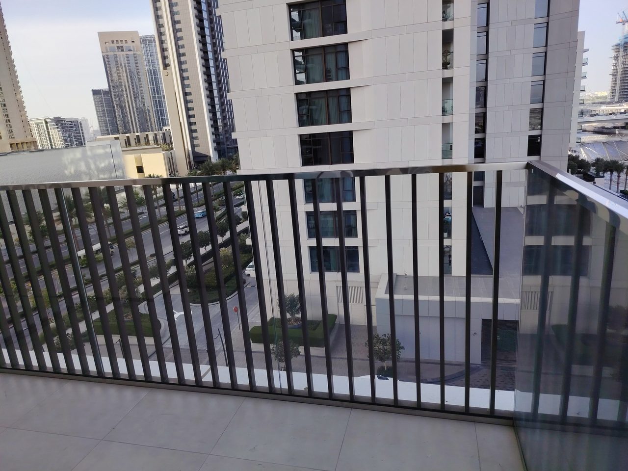 Pet-safe balcony with a panoramic view of the urban development